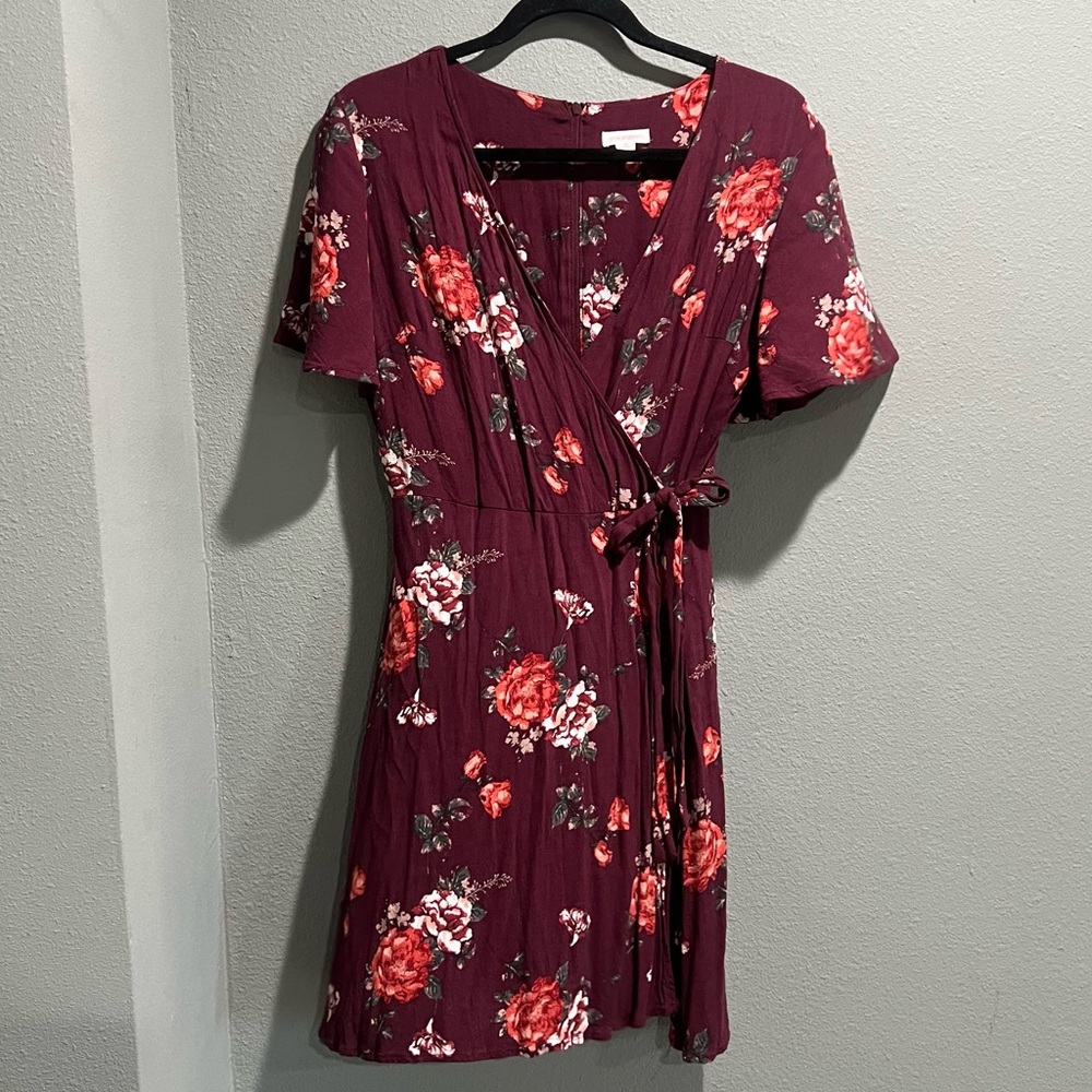 Floral Faux Wrap Dress